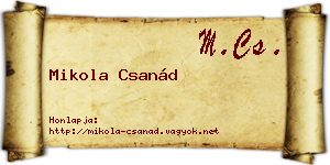 Mikola Csanád névjegykártya